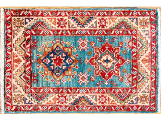 Hand Knotted Wool Pakistan Kazak, 3'-10