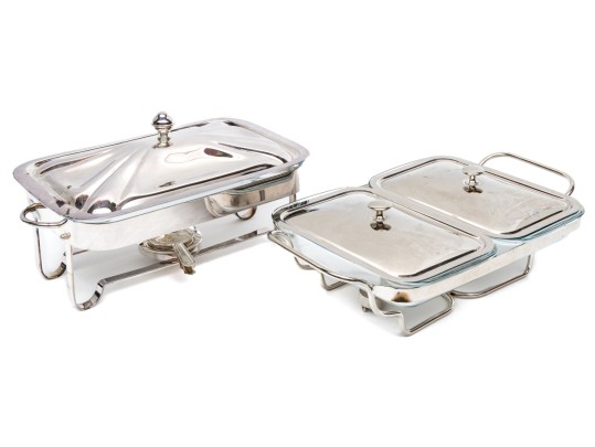 Set Of Two Stainless Chafing Dishes 