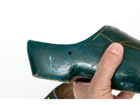 Vintage Carved And Painted Wooden Clogs