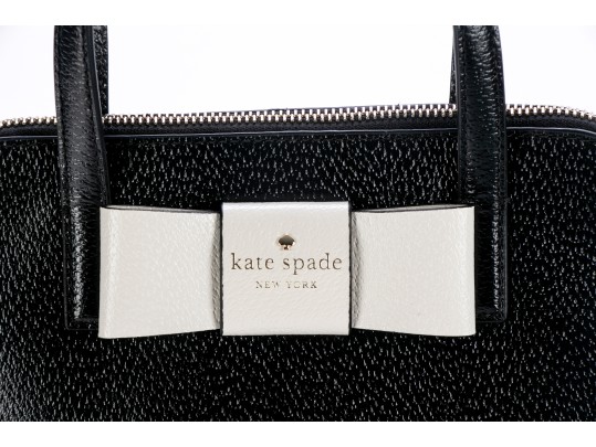 Kate Spade Matthews Street Black Leather And White Bow Top Handle Bag, NWT, Retail $328