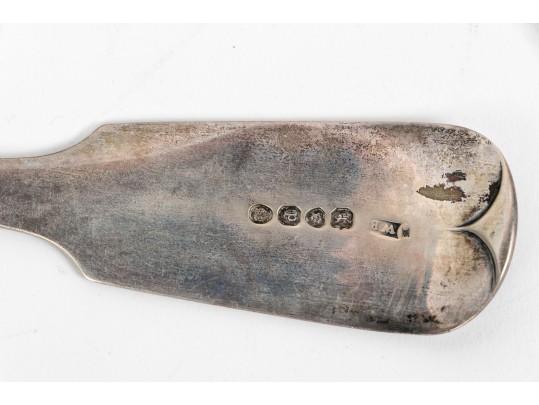 Three Antique English Sterling Silver Serving Forks And Spoon    13.330 Troy Ozs. 