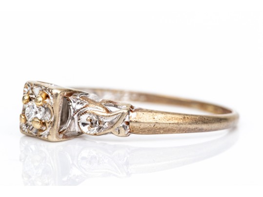 14k Gold Vintage Diamond Ring, App. 0.07 TCW, Size 7.75
