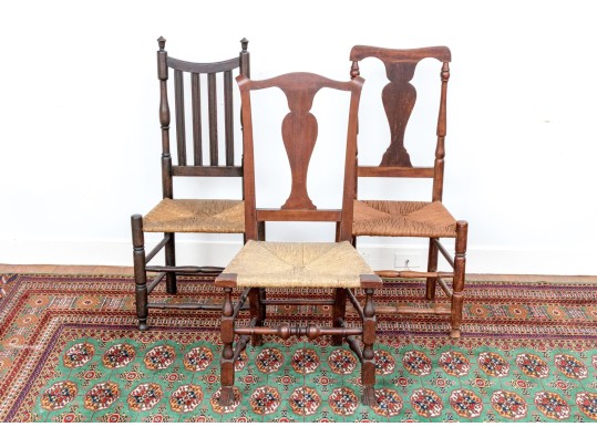 Assembled Group Of Three Side Chairs With Rush Seats