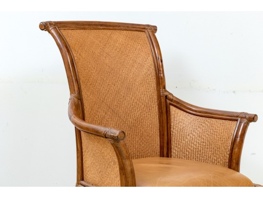 Set Of Three Faux Bamboo And Rattan And Woven Back Armchair - Frames