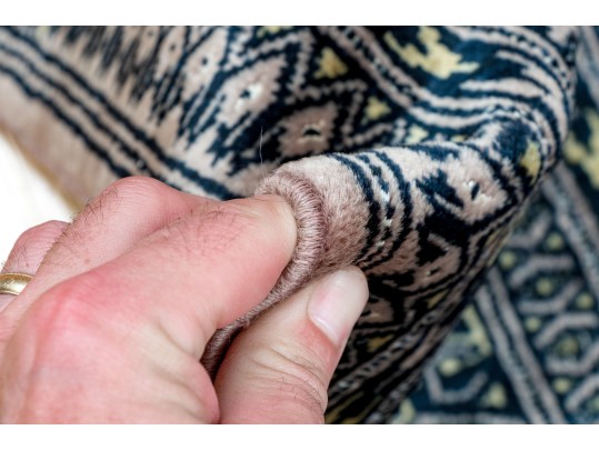 Signed Quality Hand-Knotted Wool Bokhara-Style Carpet, 9'-3 1/2