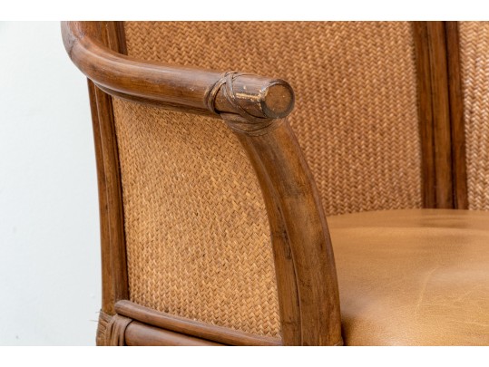 Set Of Three Faux Bamboo And Rattan And Woven Back Armchair - Frames