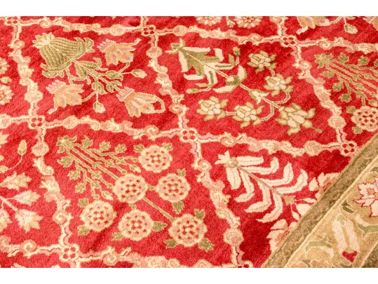 Hand Knotted Wool Indian Carpet, 10’ X 8’