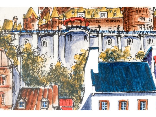 Claude Roy Ltd Ed. Print On Canvas Board, Building Facade With Horse And Carriage