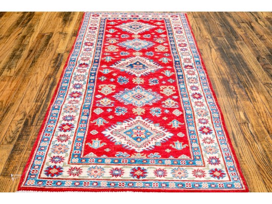 Hand-knotted Wool Pakistan Kazak Runner, 6'-5