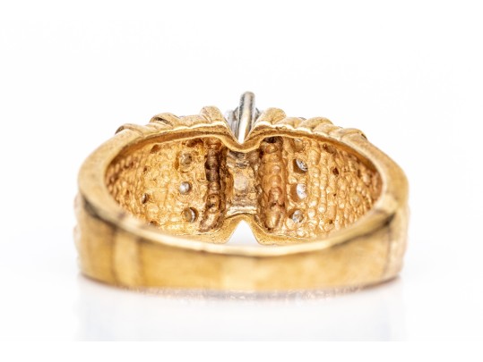 10k Yellow Gold Marquise Profile Round Channel Diamond Ring, App. 0.74 TCW, Size 6.75