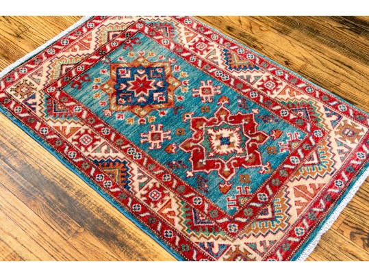 Hand Knotted Wool Pakistan Kazak, 3'-10