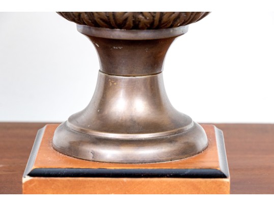 Pair Of Classic Brass Garniture Urns On Square Bases