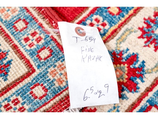 Hand-knotted Wool Pakistan Kazak Runner, 6'-5