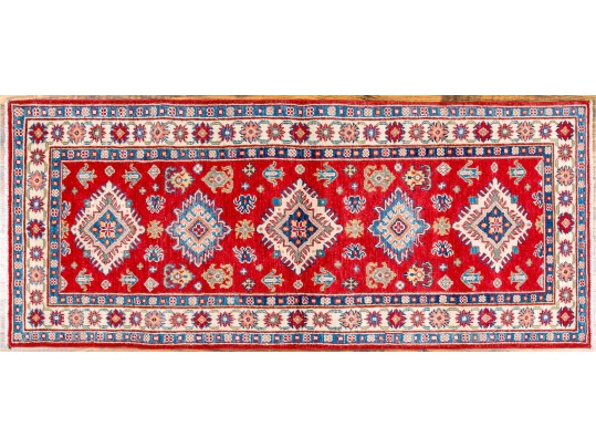 Hand-knotted Wool Pakistan Kazak Runner, 6'-5