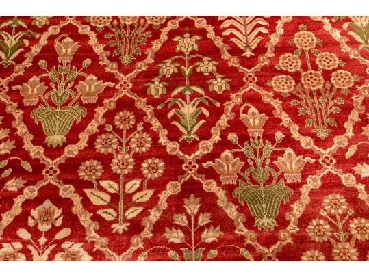 Hand Knotted Wool Indian Carpet, 10’ X 8’