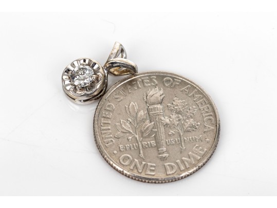 14k Yellow Gold Simple Diamond Solitaire Buttercup Pendant, App. 0.14 CTS