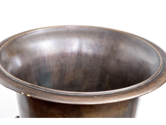 Pair Of Classic Brass Garniture Urns On Square Bases