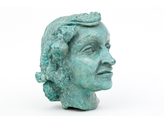 Painted Bronze Bust In The Manner Of Jacob Epstein (American-British, 1880-1959) 