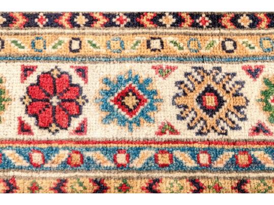 Hand Knotted Wool Pakistan Kazak Mat, 3'-4