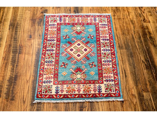 Hand Knotted Wool Pakistan Kazak Mat, 2' X 3', New