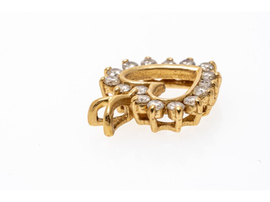 14k Yellow Gold Lovely Round Diamond Set Heart Pendant, App. 0.32 TCW