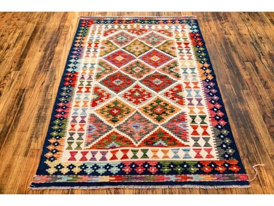 Hand Woven Wool Pakistan Kilim, 3'-11