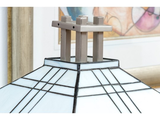 Vintage Arts And Crafts Style Slag Glass Table Lamp