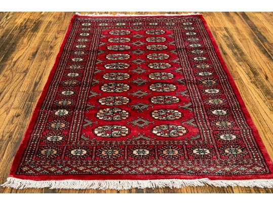 Hand Knotted Wool Pakistan Bokara Mat, 3'-1