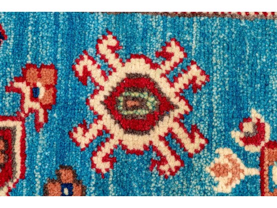 Hand-knotted Wool Kazak Accent Carpet, 3'-8