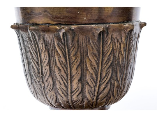 Pair Of Classic Brass Garniture Urns On Square Bases