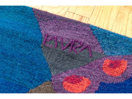 Hand Woven Post Modern Wool Tapestry, 6'-2