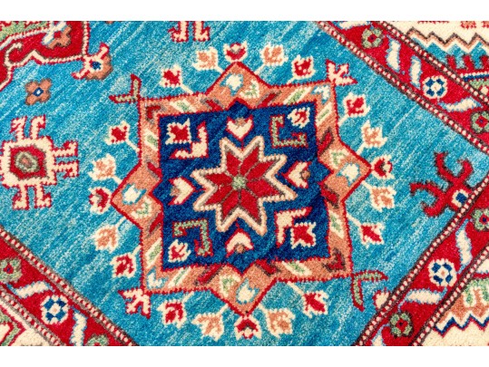 Hand-knotted Wool Kazak Accent Carpet, 3'-8