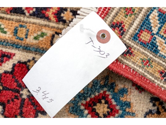 Hand Knotted Wool Pakistan Kazak Mat, 3'-4