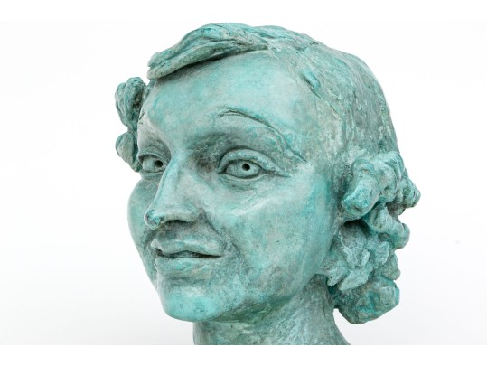 Painted Bronze Bust In The Manner Of Jacob Epstein (American-British, 1880-1959) 