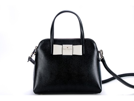 Kate Spade Matthews Street Black Leather And White Bow Top Handle Bag, NWT, Retail $328