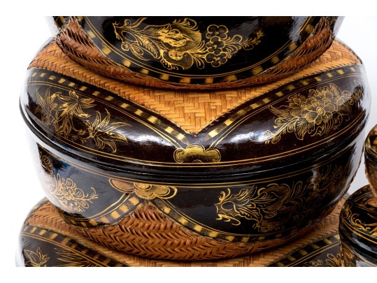 Japanese Set Of Ten Laquered Nesting Boxes With Lids