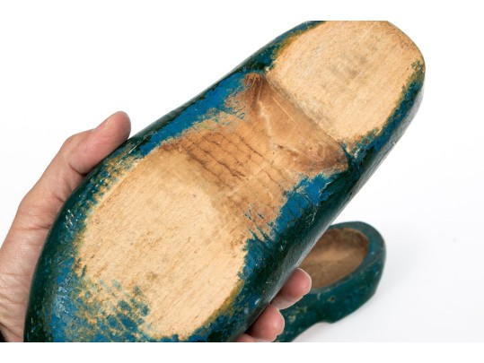 Vintage Carved And Painted Wooden Clogs