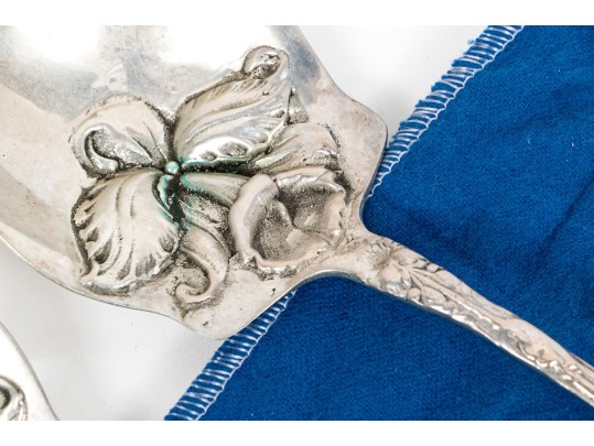 Pair Of Antique Sterling Silver Serving Fork And Spoon    8.620 Troy Ozs. 