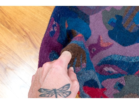 Hand Woven Post Modern Wool Tapestry, 6'-2