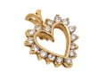 14k Yellow Gold Lovely Round Diamond Set Heart Pendant, App. 0.32 TCW