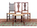 Assembled Group Of Three Side Chairs With Rush Seats