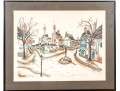 Jacquest ,Pencil Signed Ltd Ed Print, Surrealist Rural Town