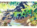 William L. Drake (1929-2019) Watercolor On Paper - Riverside Landscape