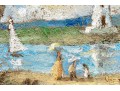 Signed Impressionist Style Painting On Canvas, Landscape With Lighthouse
