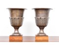 Pair Of Classic Brass Garniture Urns On Square Bases