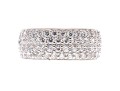 Sterling Silver Lovely High Polished, Round Brilliant Cut CZ Wide Band Ring, Pave Set, Size 7.75