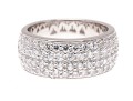 Sterling Silver Lovely High Polished, Round Brilliant Cut CZ Wide Band Ring, Pave Set, Size 7.75