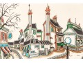 Jacquest ,Pencil Signed Ltd Ed Print, Surrealist Rural Town