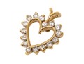 14k Yellow Gold Lovely Round Diamond Set Heart Pendant, App. 0.32 TCW