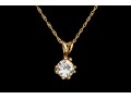 14k Yellow Gold Round Diamond Solitaire Pendant, App. 0.50 CTS, With Chain